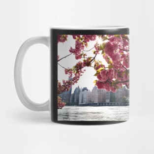 Manhattan Through the Cherry Blossoms. Springtime color photo. Mug